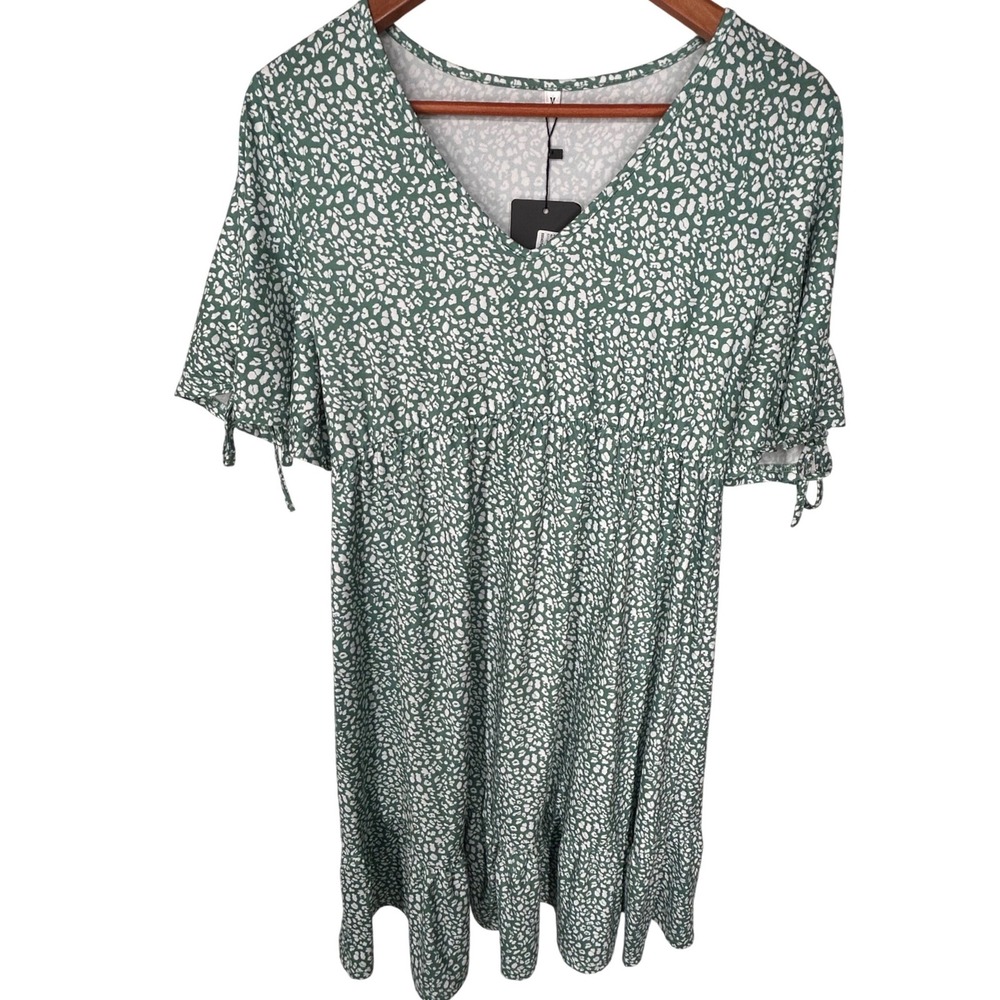 Kohl's‎ Web Exclusive Green Short Flared Sleeve Dress Women's Size Medium NWT